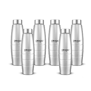 go24 pexpo duro isi certified stainless steel fridge water bottle 1l pack of 6 silver  eco-friendly water bottle with 3x powder coating
