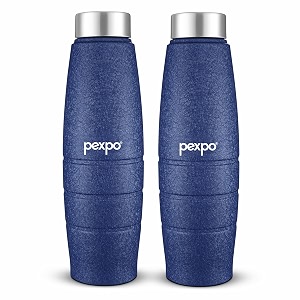 duro isi certified stainless steel fridge water bottle 1l pack of 2 blue  eco-friendly water bottle with 3x powder coating