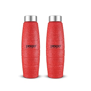 go24 pexpo duro isi certified stainless steel fridge water bottle 1l pack of 2 red  eco-friendly water bottle with 3x powder coating