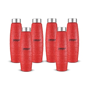 go24 pexpo duro isi certified stainless steel fridge water bottle 1l pack of 6 red  eco-friendly water bottle with 3x powder coating