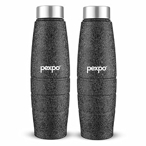 go24 pexpo duro isi certified stainless steel fridge water bottle 1l pack of 2 black  eco-friendly water bottle with 3x powder coating