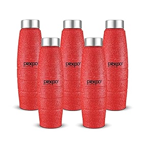 go24 pexpo duro isi certified stainless steel fridge water bottle 1l pack of 5 red  eco-friendly water bottle with 3x powder coating