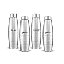 Go24 pexpo Duro ISI Certified Stainless Steel Fridge Water Bottle, 1L, Pack of 4 Silver | Eco-Friendly Water Bottle with 3X Powder Coating