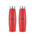 Go24 pexpo Duro ISI Certified Stainless Steel Fridge Water Bottle, 1L, Pack Of 2, Red | Eco-Friendly Water Bottle With 3x Powder Coating