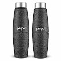 Go24 pexpo Duro ISI Certified Stainless Steel Fridge Water Bottle, 1L, Pack Of 2, Black | Eco-Friendly Water Bottle With 3x Powder Coating