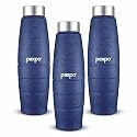 Go24 pexpo Duro ISI Certified Stainless Steel Fridge Water Bottle, 1L, Pack of 3 Blue | Eco-Friendly Water Bottle with 3X Powder Coating