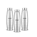 Go24 pexpo Duro ISI Certified Stainless Steel Fridge Water Bottle, 1L, Pack of 3 Silver | Eco-Friendly Water Bottle with 3X Powder Coating