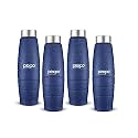 Go24 pexpo Duro ISI Certified Stainless Steel Fridge Water Bottle, 1L, Pack of 4 Blue | Eco-Friendly Water Bottle with 3X Powder Coating