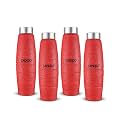 Go24 pexpo Duro ISI Certified Stainless Steel Fridge Water Bottle, 1L, Pack of 4 Red | Eco-Friendly Water Bottle with 3X Powder Coating