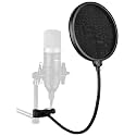 PF-100 6 inch Studio Microphone Pop Filter | For Singing, Music making, Smule, Studio Recording and YouTube | Shield Mask with 360 flexible pop filter screen with Gooseneck clip (Black)