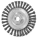 PFERD 4" Power Knot Wheel Brush with Stringer Bead Twist, Threaded Hole, Carbon Steel Bristles, 0.020" Wire Size, 5/8"-11 Thread, 20000 Maximum RPM, 32 Knots - Part 82186