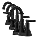 Pfister Capistrano Bathroom Sink Faucet, 4-Inch Centerset, 2-Handle, 3-Hole, NSF Certified, Spot Defense Matte Black Finish, LF048CSOSDB (Pack of 3)