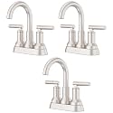 Pfister Capistrano Bathroom Sink Faucet, 4-Inch Centerset, 2-Handle, 3-Hole, NSF Certified, Spot Defense Brushed Nickel Finish, LF048CSOGS | (Pack of 3)