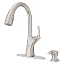 Pfister Masey Touchless Kitchen Faucet with Pull Down Sprayer and Soap Dispenser, Single Handle, High Arc, NSF Certified, Spot Defense Stainless Steel Finish, F529EMCGS