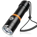 PFSN Scuba Dive Light 3500 Lumen, Underwater 150M Waterproof Diving Flashlight with 485M Narrow Beam, 20Hrs Runtime, Safety Lock Switch, Professional Rechargeable LED Dive Torch for Caving, Snorkeling