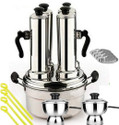 PGD Puttu Maker Set of 4 in 1 Puttu kudam, 4 Tubular, 2 Cup, Steamer Plate, Plastic Stick, Black Plastic Handle, Silver Lid & Bakelite knob - Assembly Required Stainless Steel Steamer (4 L)