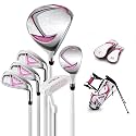 PGM Golf Club Set - 9 Pieces Junior Complete Golf Club Set for Kids Children - Driver(#1), Hybrid, Iron(#7,#9,#S), Putter, Golf Stand Bag