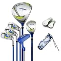 PGM Golf Club Set - 9 Pieces Junior Complete Golf Club Set for Kids Children - Driver(#1), Hybrid, Iron(#7,#9,#S), Putter, Golf Stand Bag