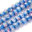 PH PandaHall 45pcs 12mm Gold Sand Lampwork Beads Glass Handmade Round Loose Beads with Hole for Rosary Making Jewelry Craft Making - Cornflower Blue