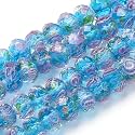 PH PandaHall 45pcs 9~12mm Gold Sand Lampwork Beads Glass Handmade Round Loose Beads for Rosary Making Jewelry Craft Making with 2mm Hole - Dodger Blue