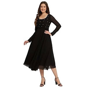 PH POSHAKHUB Georgette Regular Fit Hand Embroidery