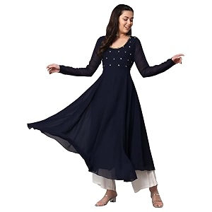 PH POSHAKHUB Georgette Regular Fit Hand Embroidery