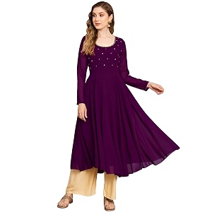 PH POSHAKHUB Georgette Regular Fit Hand Embroidery