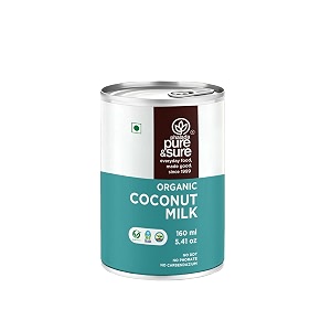 phalada pure amp sure organic coconut milk 160ml  naturally processed unsweetened nariyal milk  rich amp creamy texture for cooking amp baking  enriched with nutrients  no additives