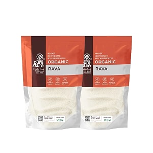 pure amp sure organic rava 2kg 1kg x pack of 2  organic sooji rava  premium rawa suji  healthy amp natural upma  suji for idli dosa amp halwa