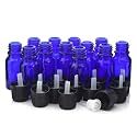 PHARCOS 10ml Blue Glass Bottle with Euro Dropper and Black Tamper Proof Cap for Homeopathy Use, Essential Oils, Beauty Products DIY, Refillable, Reusable (Leak Proof) (10ml - Pack of 12)