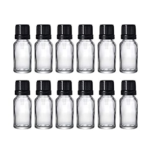 pharcos 10ml transparent clear glass bottle with euro dropper black tamper proof cap for homeopathy use beauty products diy multipurpose use refillable reusableleak proof 10ml - pack of 12