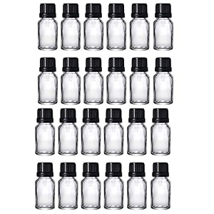 pharcos 10ml transparent clear glass bottle with euro dropper black tamper proof cap for homeopathy use beauty products diy multipurpose use refillable reusableleak proof 10ml - pack of 24