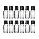 PHARCOS 10ml Transparent (Clear) Glass Bottle with Euro Dropper Black Tamper Proof Cap for Homeopathy Use, Beauty Products DIY, Multipurpose Use, Refillable, Reusable(Leak Proof) (10ml - Pack of 12)