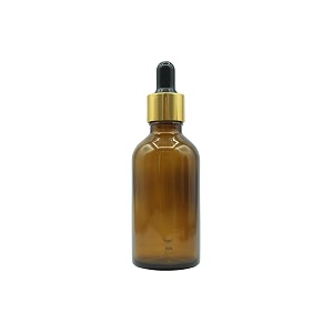 pharcos 50ml amber round empty glass bottle with golden plating ring black silicone teat for essential oils blends diy skin care serum bottles cosmetic use essential oil bottles amber- 1pc- 50ml