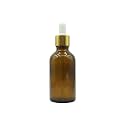 PHARCOS 50ml Amber Glass Bottle with with Gold Ring, White Silicone Teat, Dropper and Plug for Essential Oils, DIY Skin Care, Multipurpose Bottle for Home and Travel Purpose (Amber- 1pc- 50ml)