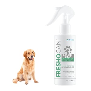 freshocan - 4 in 1 total defence dry bath shampoo for dogs  250 ml tick amp flea control anti-itch anti-dandruff anti-inflammatory