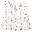 PHF Warm Micro-Fleece Baby Sleep Sack 6-12 Months, Soft Baby Wearable Blanket, 2-Way Zipper Sleeping Bags, 2 Pack Comfy Toddler Sleeping Sack for Boys, Medium Size, Woodland &amp; Animal