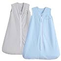 PHF Warm Micro-Fleece Baby Sleep Sack 0-6 Months, Soft Baby Wearable Blanket, 2-Way Zipper Sleeping Bags, 2 Pack Comfy Sleeping Sack for Infant Newborn Boys, Small Size, Blue&amp;Grey