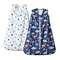 PHF Warm Micro-Fleece Baby Sleep Sack 12-18 Months, Soft Baby Wearable Blanket, 2-Way Zipper Sleeping Bags, 2 Pack Comfy Toddler Sleeping Sack for Boys, Large Size, Dinosaur