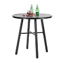 PHI VILLA 28" Patio Bistro Table, Small Round Metal Dining Table