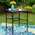 PHI VILLA 32" x 32" x 38" Bar Height Outdoor Table Square for 4 Metal Black | Umbrella Hole, Powder Coated, Rust and Weather Resistant, for Patio, Garden, Backyard or Deck
