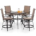PHI VILLA 5 Pieces Outdoor Bar Set,Patio Furniture