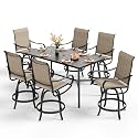 PHI VILLA Outdoor Bar Dining Set 7 Piece,Patio Bar Furniture