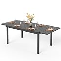 PHI VILLA Outdoor Expandable Table for 6-8, Large Metal Dining Table