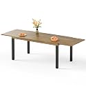 PHI VILLA Patio Expandable Metal Dining Table for 6-8, Brown