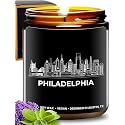 Philadelphia Candle, Thoughtful Philadelphia Themed Gifts for Men & Women, Unique Skyline and City Souvenirs for Her, Best Sentimental Gifts for Moving Away, Ideal for Birthday, Christmas, Gift-Ready