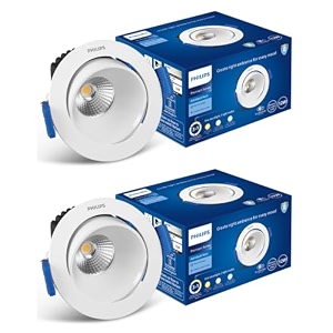 philips aluminium 12-watt round led cob spot light3 colors in 1 astra spot led spotlight for display amp decorationsadjustable and tiltablecut out 84mm color tunable white pack of 2