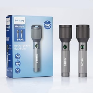 philips 24w torch light zoomable 2 pack 1000lm rechargeable led flashlight