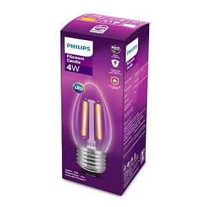 philips 4-watt filament candle led bulb  clear candle bulb for home amp decoration  bulb base e27 warm white  pack of 1