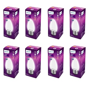 philips 4-watt filament candle led bulb  diffused candle bulb for home amp decoration  bulb base e27 warm white  pack of 8
